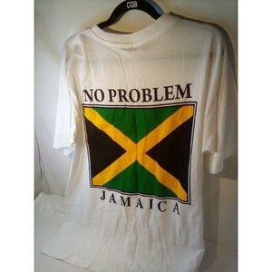 Island TEES T SHIRT Green Jamaica Jamaican Flag Black Stripes XL 100% Cotton